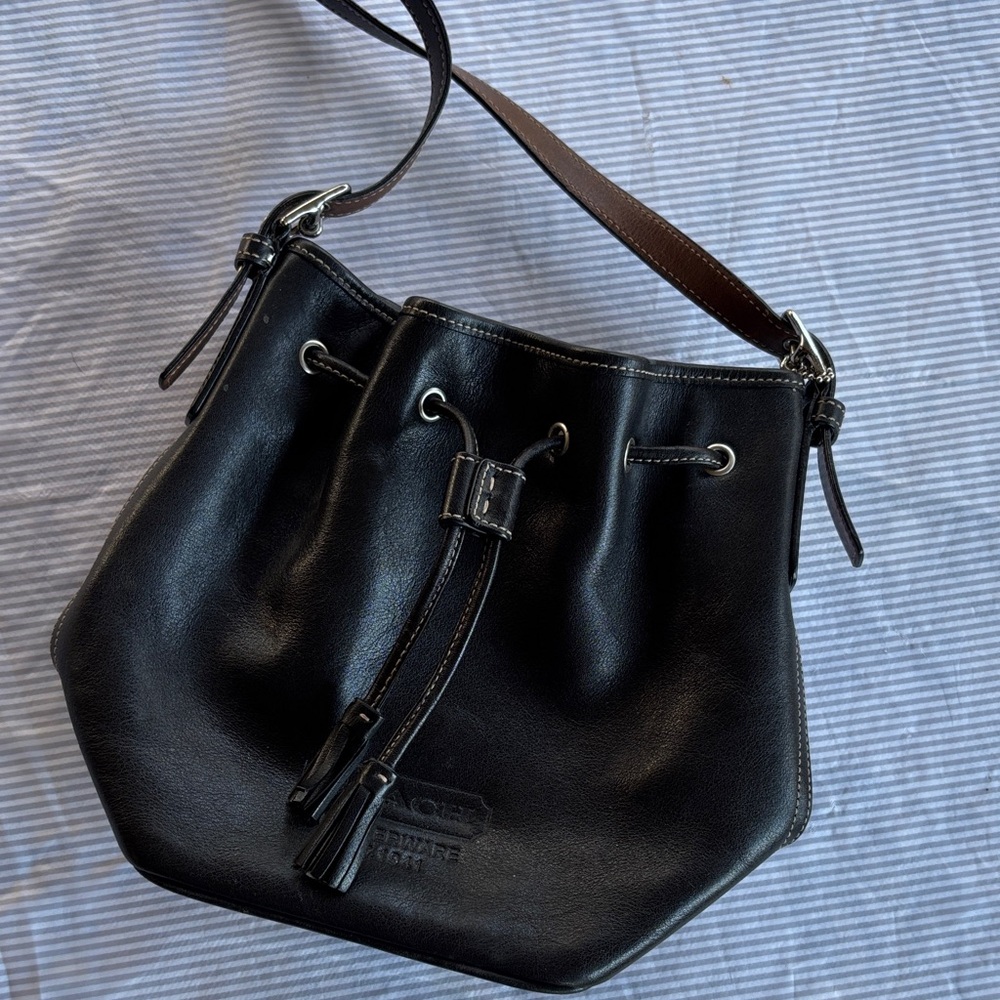 Vintage Coach Dark Brown Leather Bucket Purse
